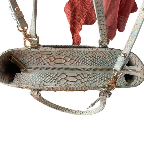 Brahmin Harrison Carryall Python Opal Green Seville Leather Bag - Picture 4 of 9